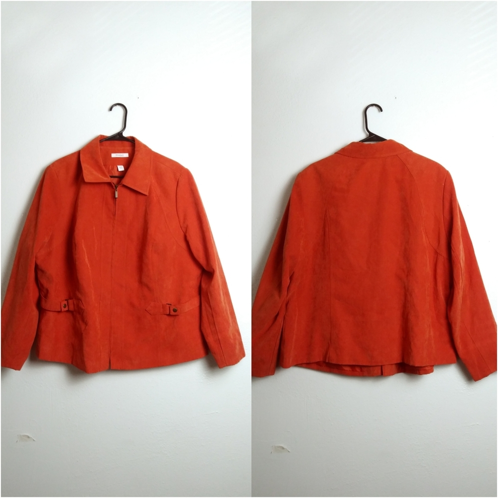 Dressbarn Season Jacket Women's Size 20W Faux Suede Rust Orange